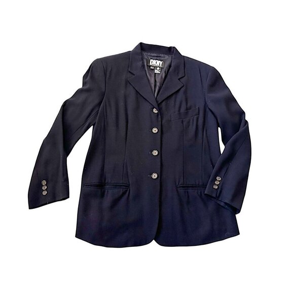 Vintage DKNY Navy Blue  Wool Blazer Jacket , size 8 - Picture 4 of 12